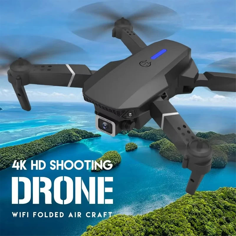 Drone Foldable Wings, Dual Cameras for Aerial Photography, 360° Rotation, One-Click Takeoff, Portable Rechargeable Battery