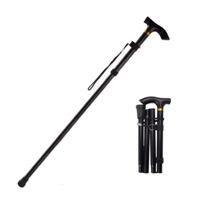 Multifunction Walking Stick Trekking Poles Telescopic Fold Crutches Hiking Stick Crutch Elderly Metal Stick Walking Cane Outdoor