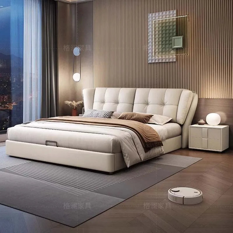 Europian Minimalist Bed Under Storage Wood Modern Multifunctional Bed King Size Lounge Camas De Casal De Luxo Room Decor