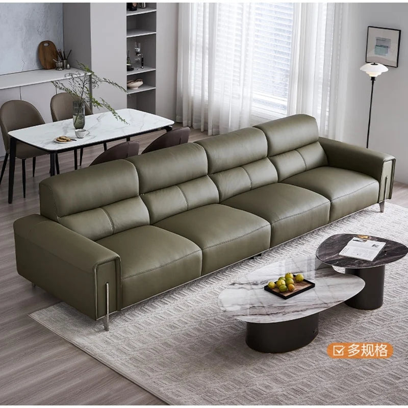 New living room small-sized Italian minimalist Glenn designer leather sofa with top layer cowhide straight row four person sofa