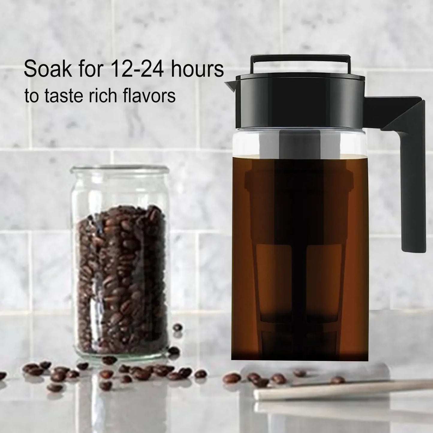 Cold Brew Iced Coffee Maker with Coffee Filter and Handle Home Office Kicten Water Kettle Cold Tea Kettle Clean and Hygienic