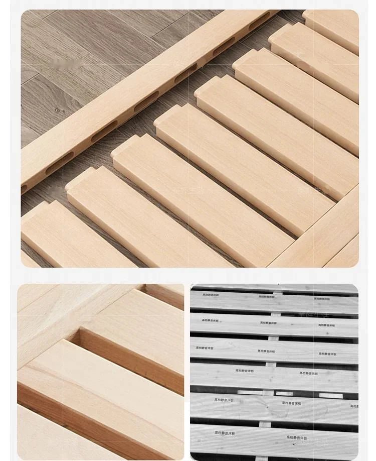 Solid Wood Double Bed, Tatami Bed, Leather Frame, European Style, Suitable for Bedrooms