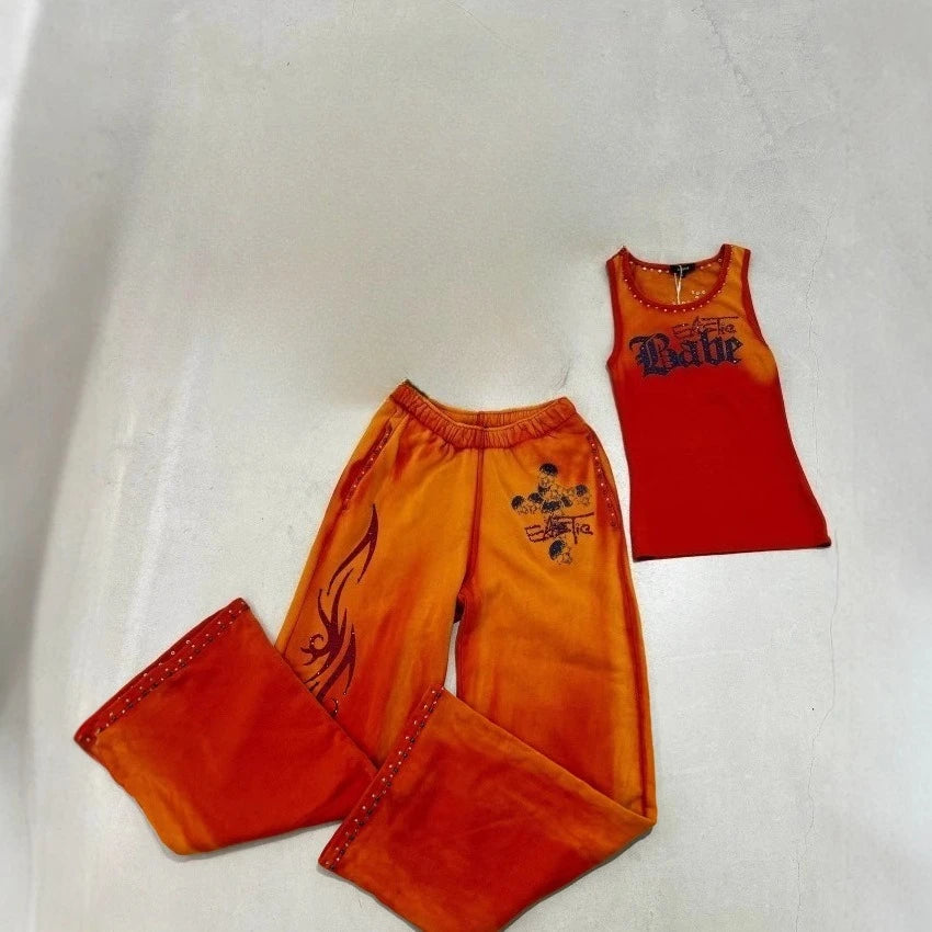 2025 European and American women's clothing, fashionable and casual women's printed hoodie suits and sportswear