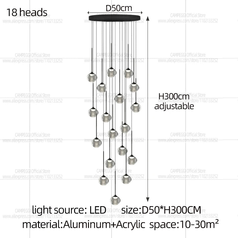 Modern Home Decor Led Lights Pendant Light Lamp Transparent Ball Chandeliers For Living Room Hanging Light Indoor Lighting Villa