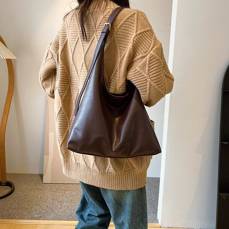 New Tote bag hand bill of lading shoulder women's bag retro simple large bag Tote bag