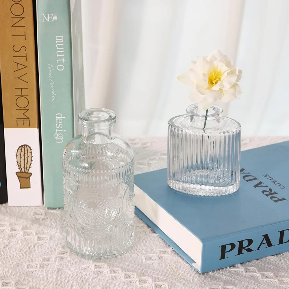 Set of 5 Bud Vases, Small Vase for Flowers, Glass Vase for Home Decor, Wedding Decorations, Clear Flower Vases for Centerpieces