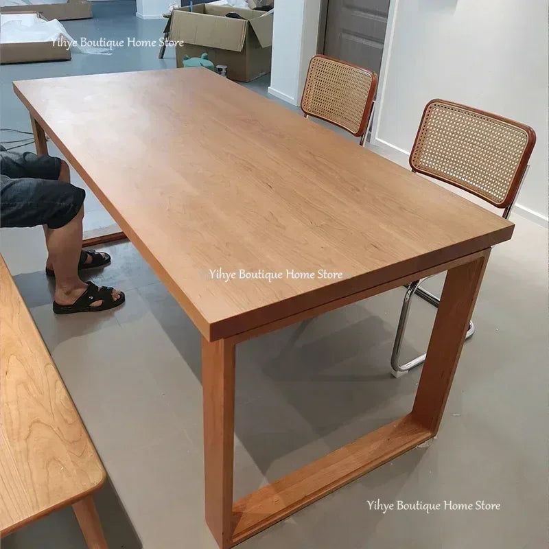 Nordic Simple Luxury Solid Wood Dining Table Pine Rectangular Dining Table Living Room Desk Log Workbench Home Furniture