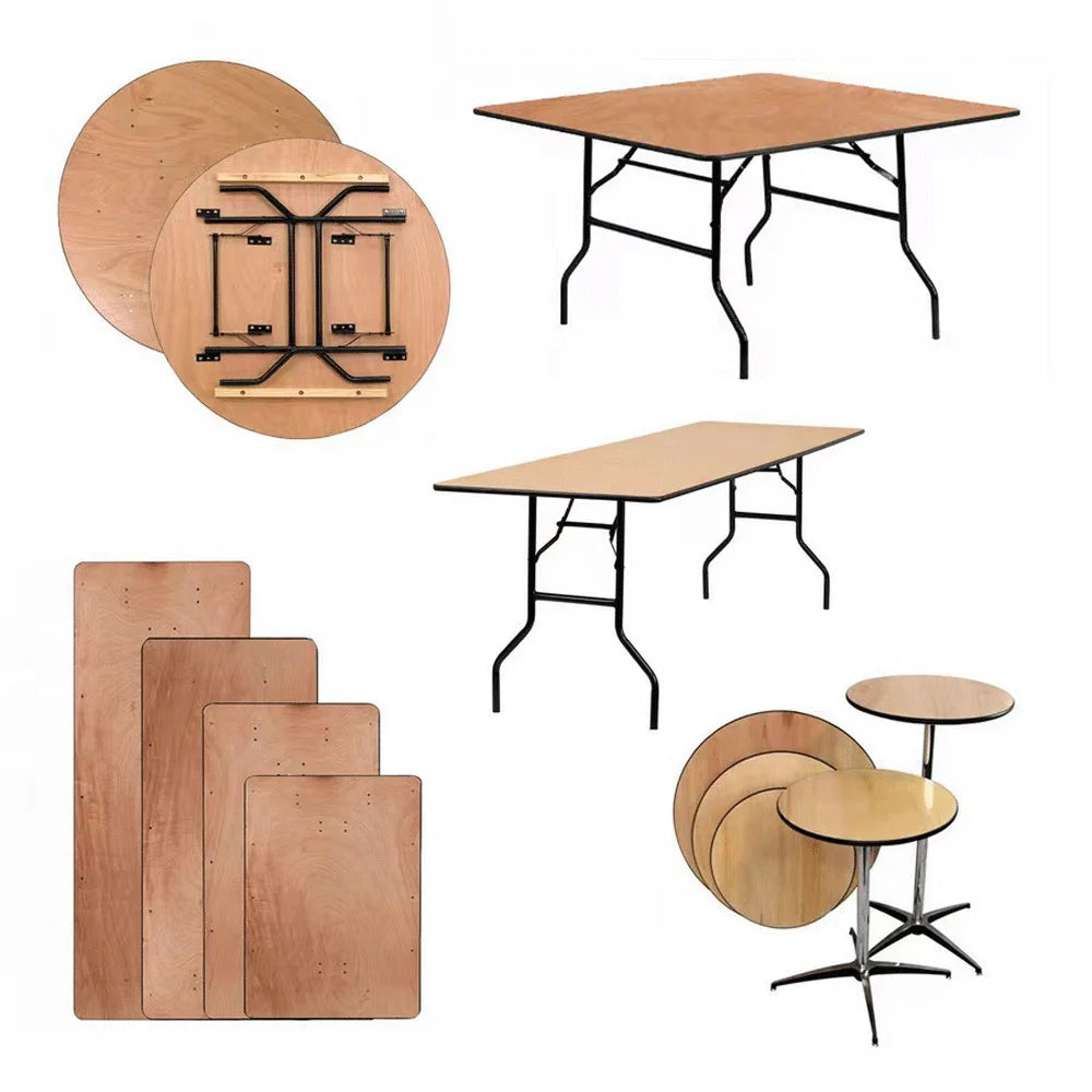 Foldable Epoxy Dinning Table Set Wooden Top for Hotel Wedding Rental Cheaper