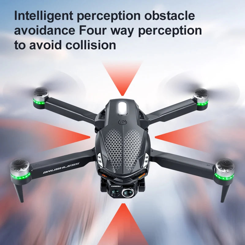 2025 S168 RC Drone 2.4inch Screen Brushless Motor 8K HD Dual Cameras Optical Flow Positioning Intelligent Avoidance Aircraft Toy