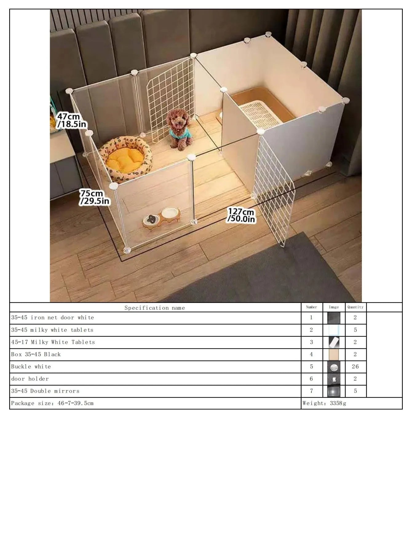 Household Pet Dog Fence House Kennel Indoor Small Size Dogs Teddy Fence Isolation Door with Toilet Area Dog Cage
