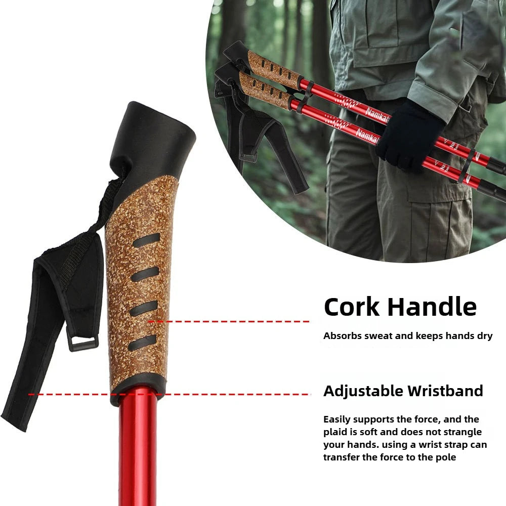 2PCS Trekking Poles Adjustable Aluminum Hiking Sticks for Outdoor Camping Walking Mountaineering Essential Gear Walking Sticks