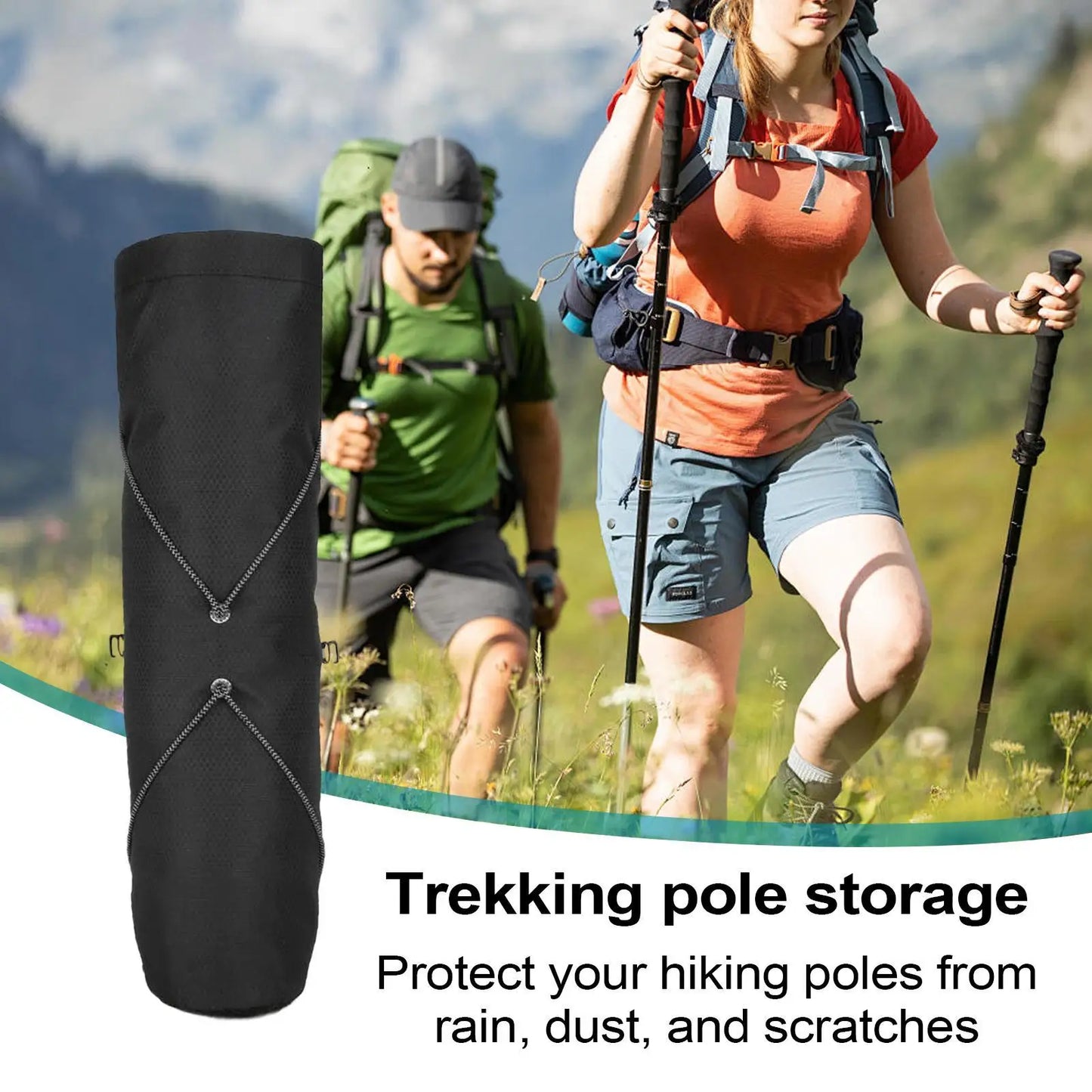 Trekking Poles Storage Bags Waterproof Walking Stick Pouch with Adjustable Strap for Camping, Travel, Running, Adventure