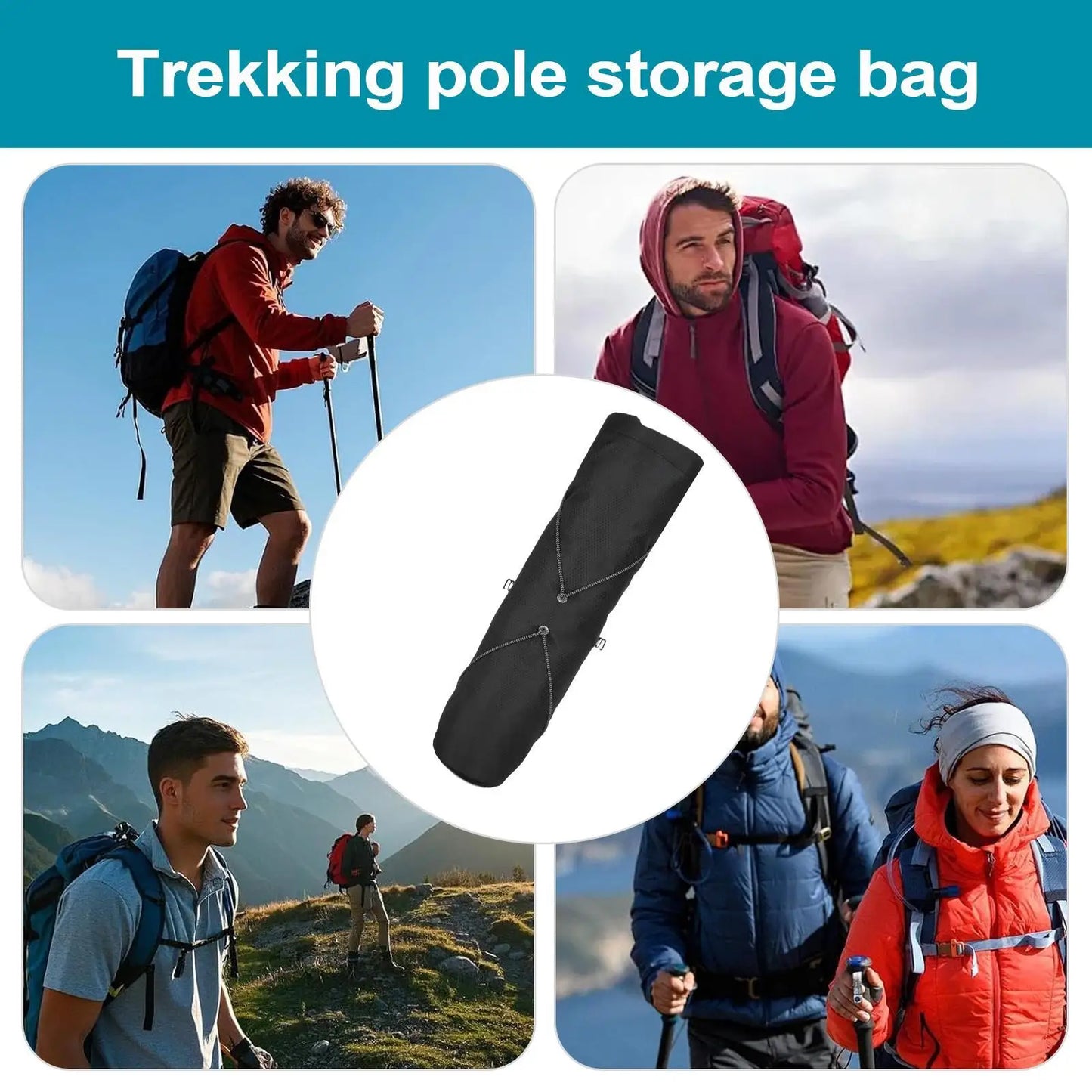 Trekking Poles Storage Bags Waterproof Walking Stick Pouch with Adjustable Strap for Camping, Travel, Running, Adventure