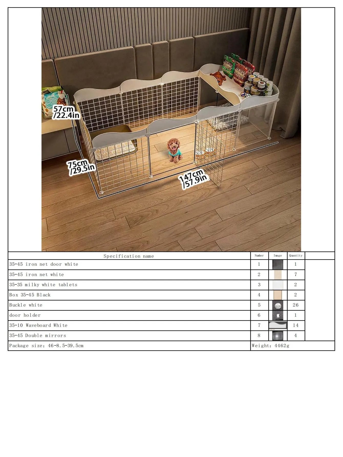 Household Pet Dog Fence House Kennel Indoor Small Size Dogs Teddy Fence Isolation Door with Toilet Area Dog Cage