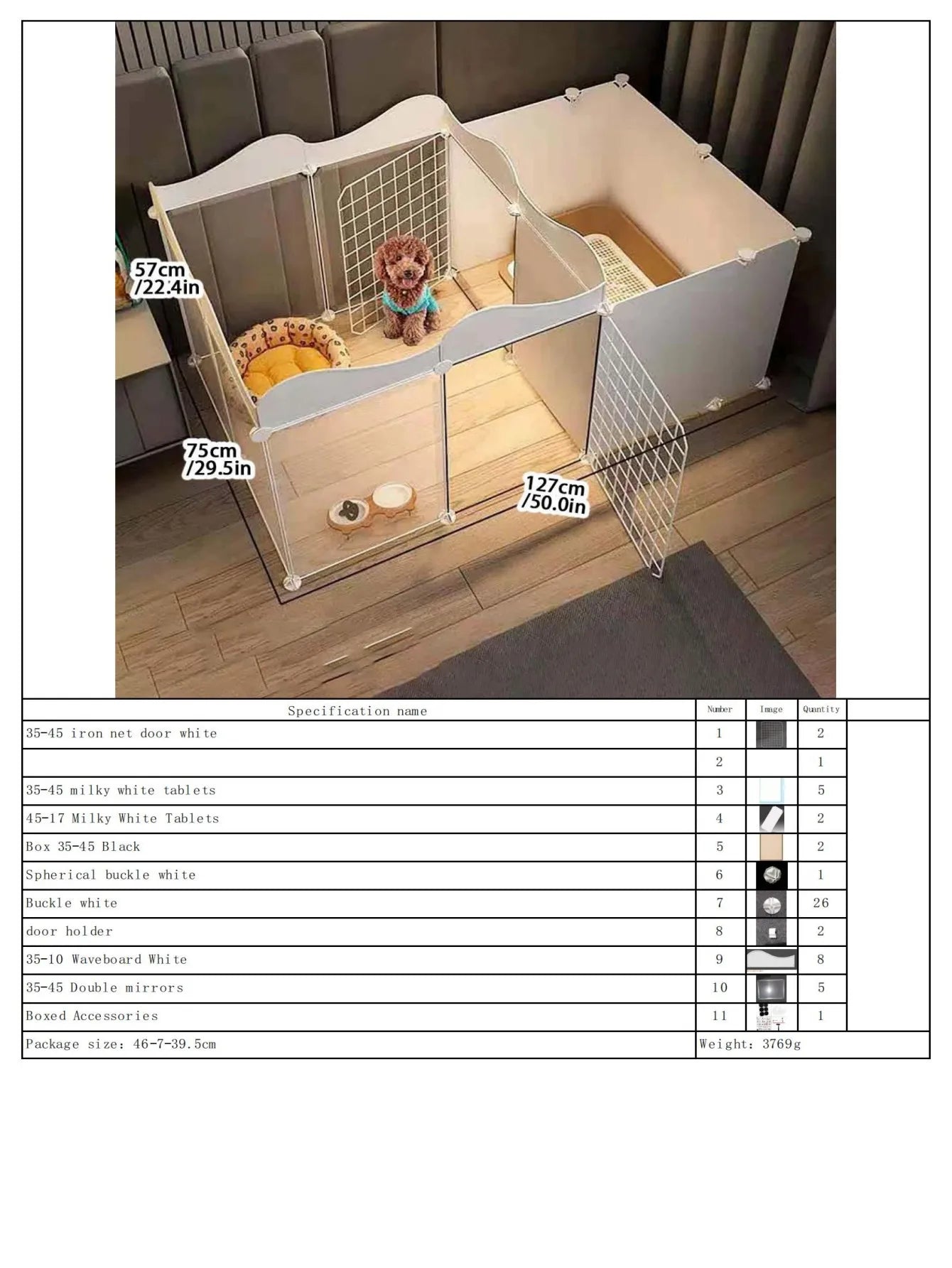Household Pet Dog Fence House Kennel Indoor Small Size Dogs Teddy Fence Isolation Door with Toilet Area Dog Cage