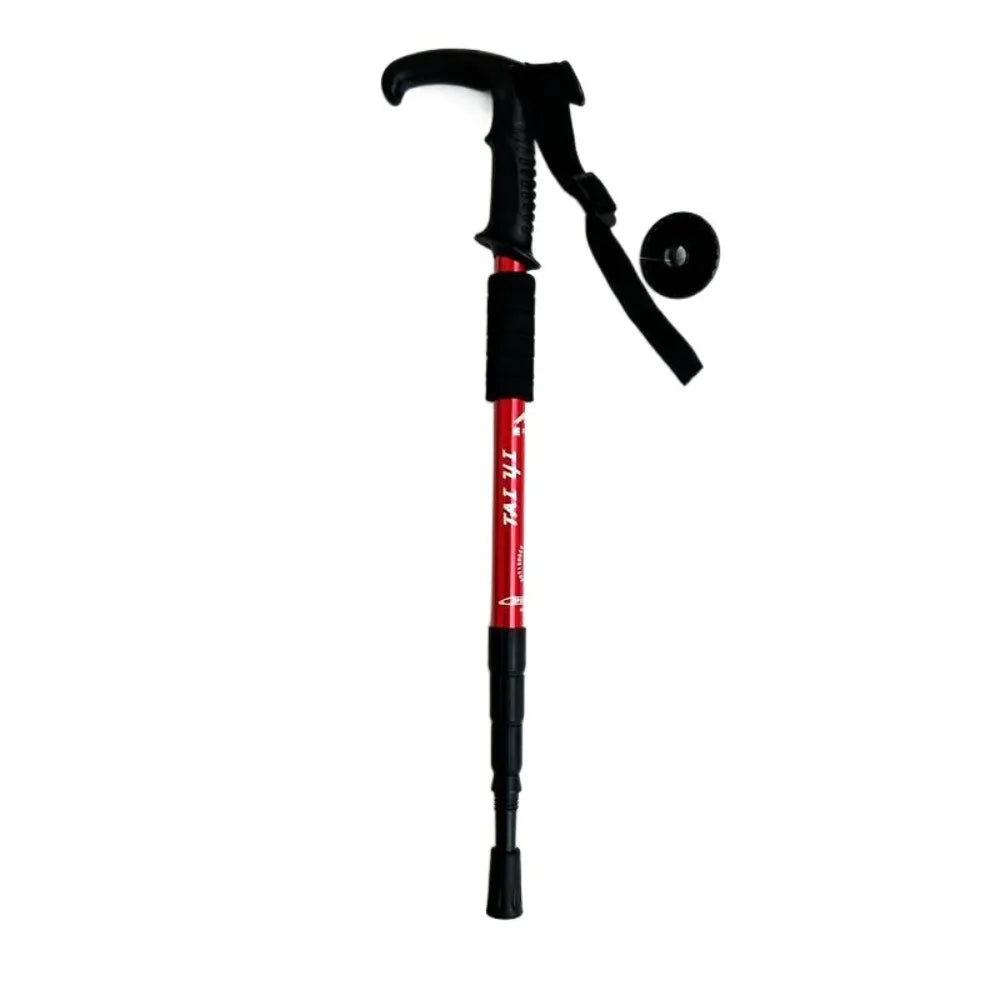 Travel Accessories 4 Section Trekking Poles Non-slip Folding Walking Stick Portable Multifunction Foldable Crutches Hiking