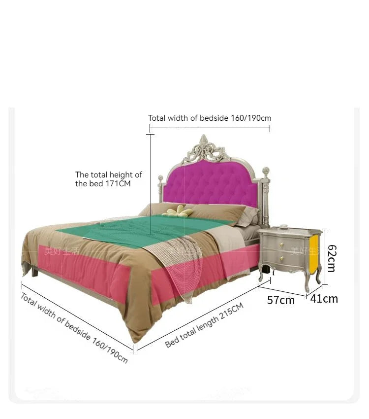 Solid Wood Double Bed, Tatami Bed, Leather Frame, European Style, Suitable for Bedrooms