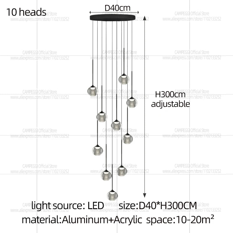 Modern Home Decor Led Lights Pendant Light Lamp Transparent Ball Chandeliers For Living Room Hanging Light Indoor Lighting Villa