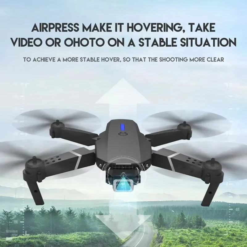 Drone Foldable Wings, Dual Cameras for Aerial Photography, 360° Rotation, One-Click Takeoff, Portable Rechargeable Battery