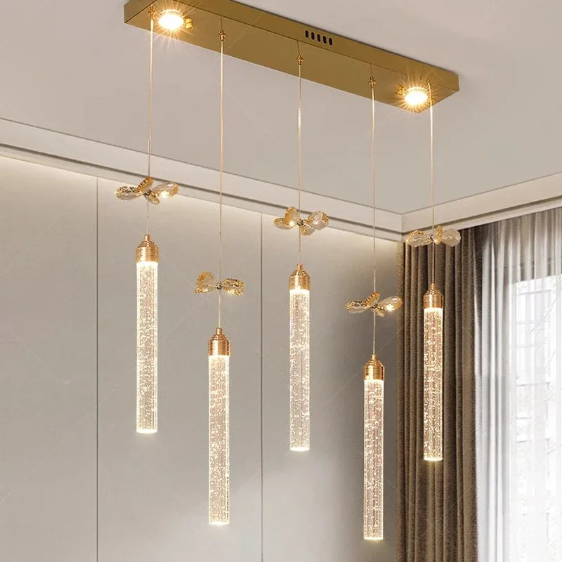 Modern home decoration salon lamps for living room smart crystal Pendant lights dining room indoor lighting