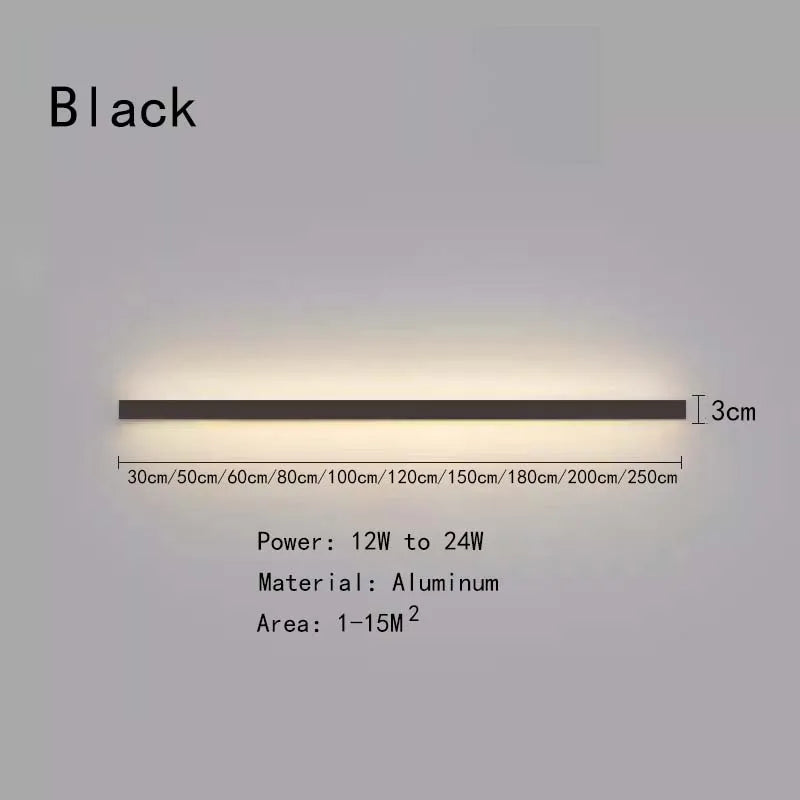 Modern minimalist bedroom, narrow and slender strip wall lamp at the head of the bed, background wall, room lighting decoration