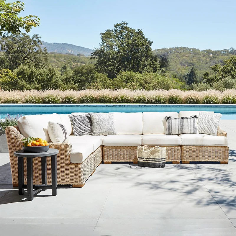 Garden Rattan Sofa Set Outdoor Furniture Lounge Chaise And Loveseat Set Wicker Rattan Outdoor Sofa Set Patio Weaving Furniture