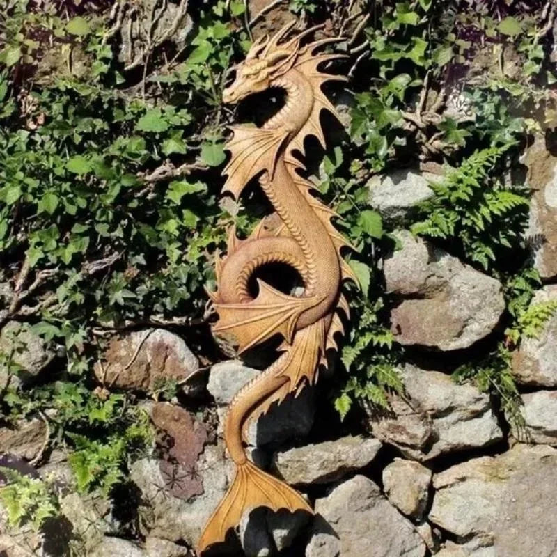 2024 Unique Dragon Decor Resin Simulation Dragon Statue Wall Hanging for Courtyard Garden Home Decoration Craft Double Dragon