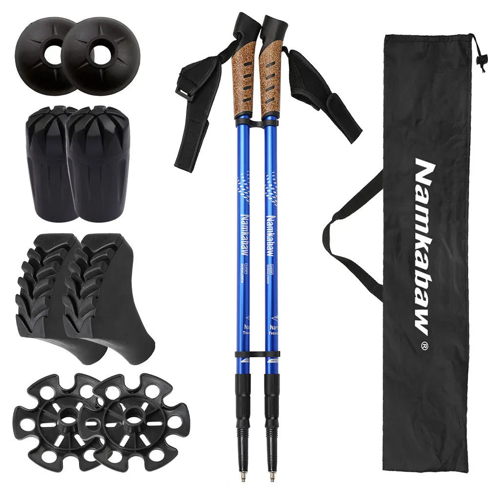 2PCS Trekking Poles Adjustable Aluminum Hiking Sticks for Outdoor Camping Walking Mountaineering Essential Gear Walking Sticks