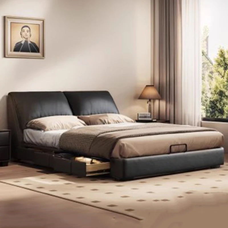 Bedroom Safe Wooden Bed Floor Double Comfortable Sleeping Large Size Bed Soft Fashion Interior Cama Matrimonial Furnitures