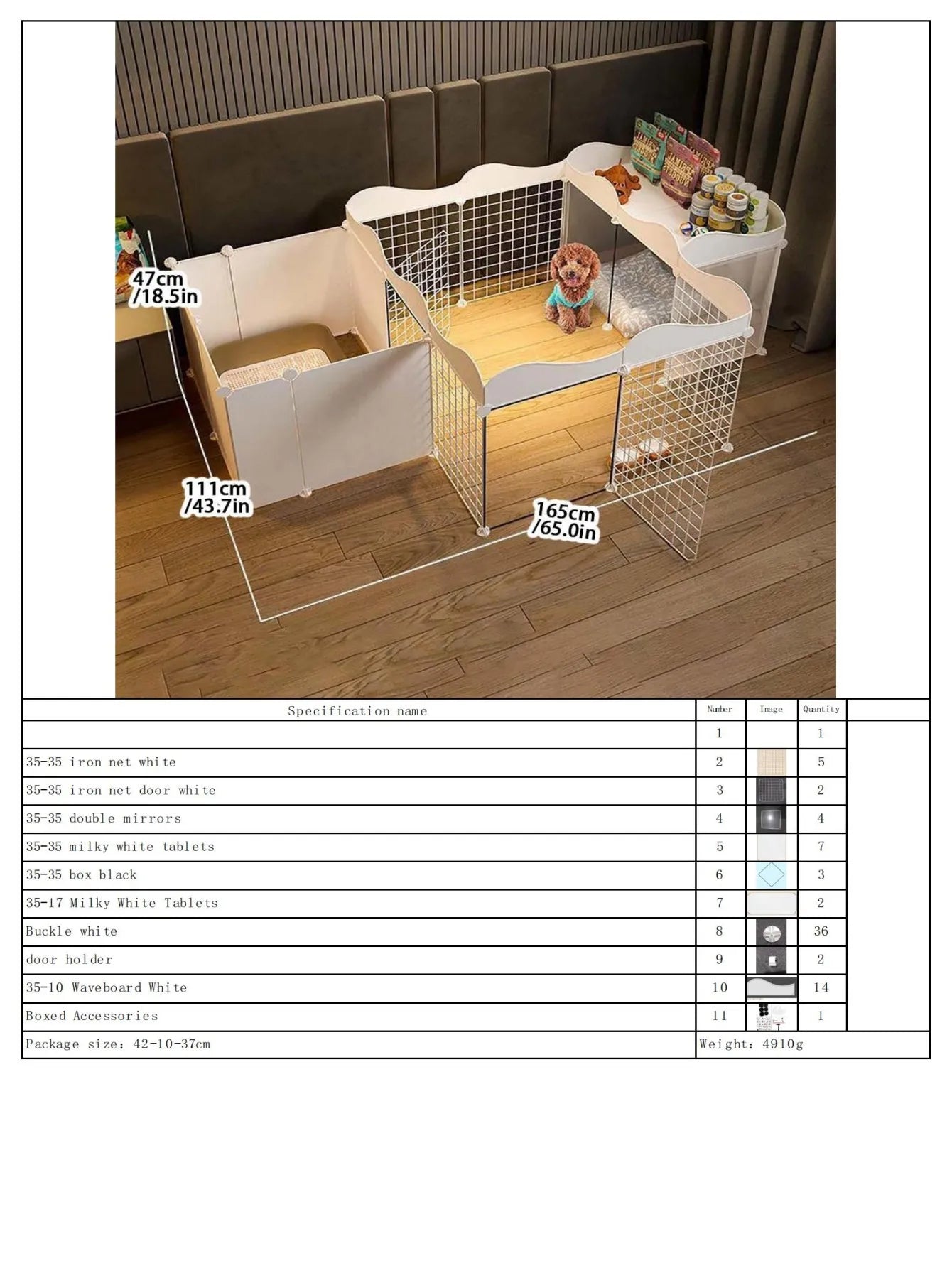 Household Pet Dog Fence House Kennel Indoor Small Size Dogs Teddy Fence Isolation Door with Toilet Area Dog Cage