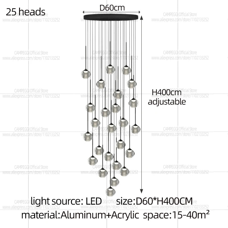 Modern Home Decor Led Lights Pendant Light Lamp Transparent Ball Chandeliers For Living Room Hanging Light Indoor Lighting Villa