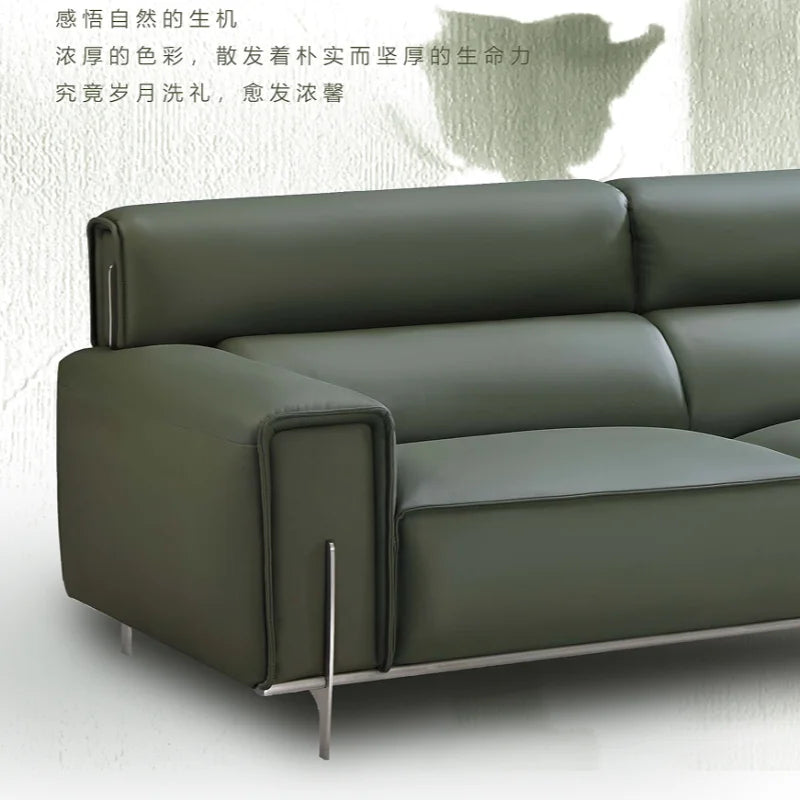 New living room small-sized Italian minimalist Glenn designer leather sofa with top layer cowhide straight row four person sofa