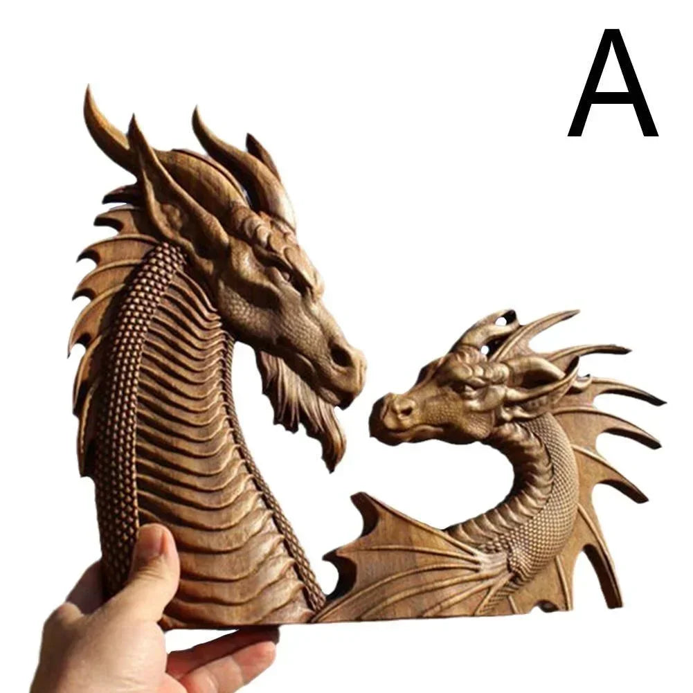 2024 Unique Dragon Decor Resin Simulation Dragon Statue Wall Hanging for Courtyard Garden Home Decoration Craft Double Dragon