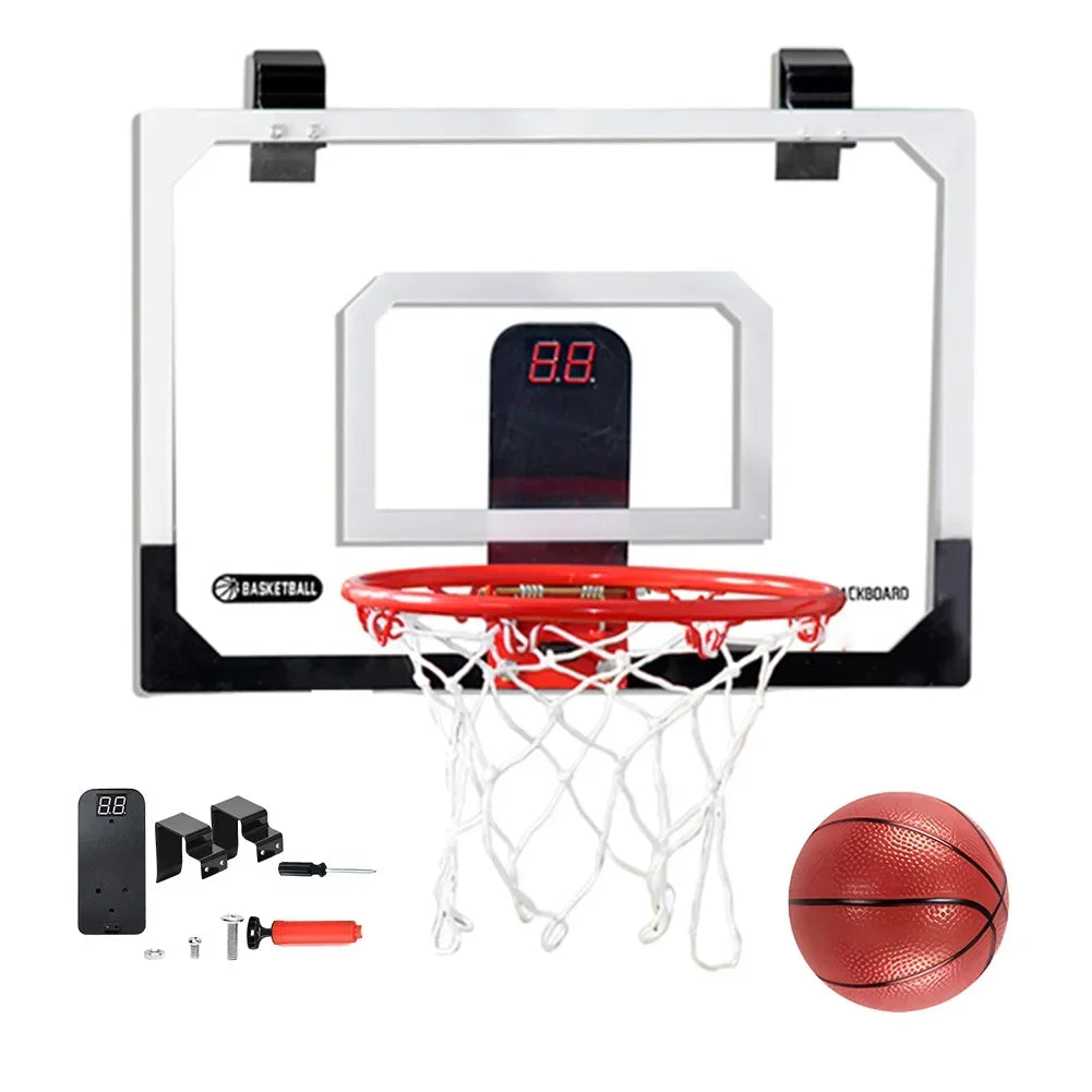 Indoor Basketball Hoop Basketball Hoop Set Sports Toy Room Basketball Hoop with Electronic Scoreboard Gifts for Kids Boys Teens