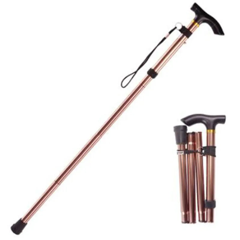 Multifunction Walking Stick Trekking Poles Telescopic Fold Crutches Hiking Stick Crutch Elderly Metal Stick Walking Cane Outdoor