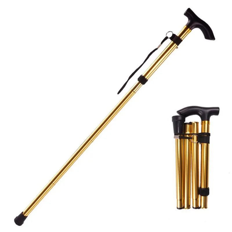 Multifunction Walking Stick Trekking Poles Telescopic Fold Crutches Hiking Stick Crutch Elderly Metal Stick Walking Cane Outdoor