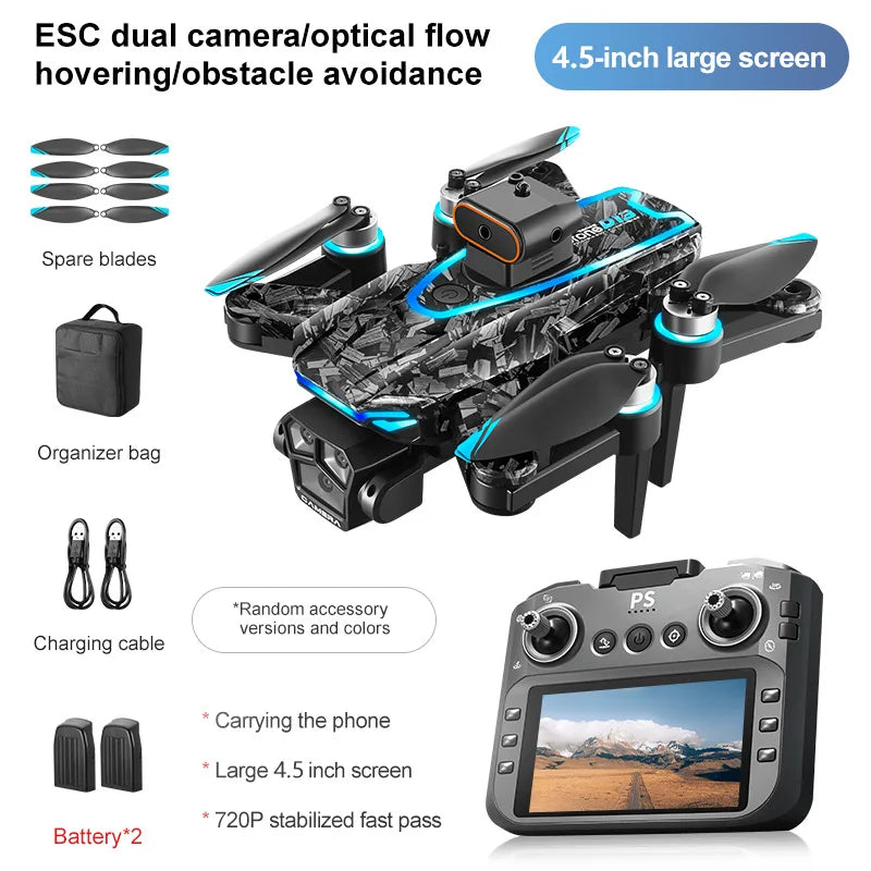 D13 Drone 4K HD with 4.5 Screen Remote & Brushless Motor, Obstacle Avoidance Optical Flow Foldable Quadcopter Aerial Photography