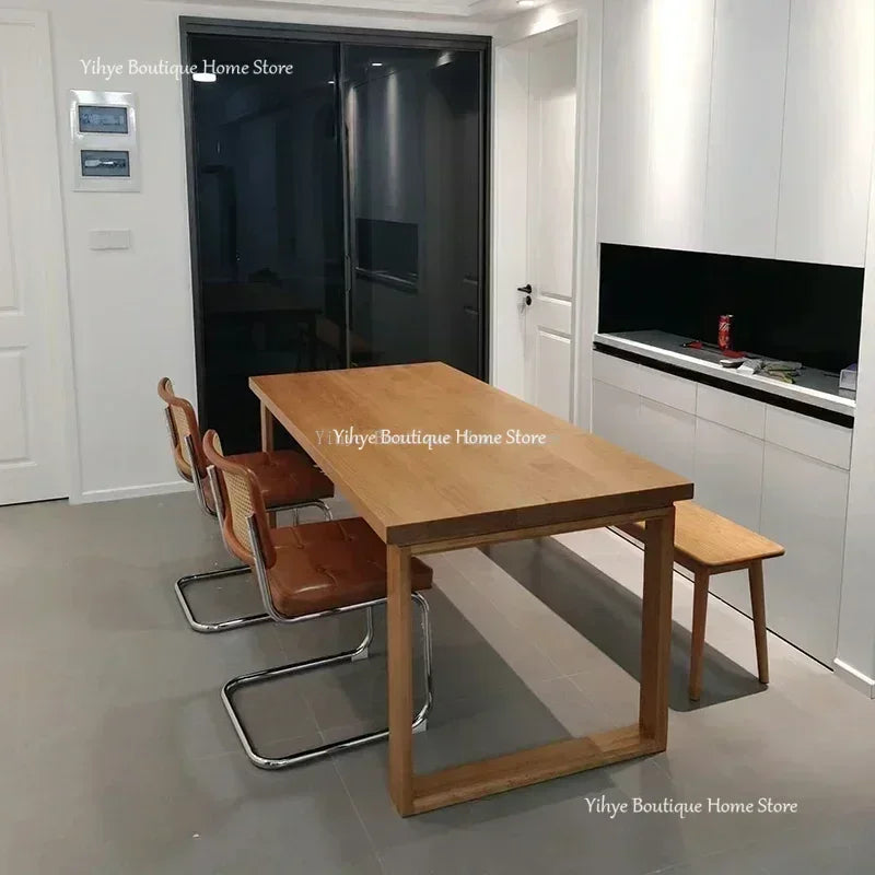 Nordic Simple Luxury Solid Wood Dining Table Pine Rectangular Dining Table Living Room Desk Log Workbench Home Furniture