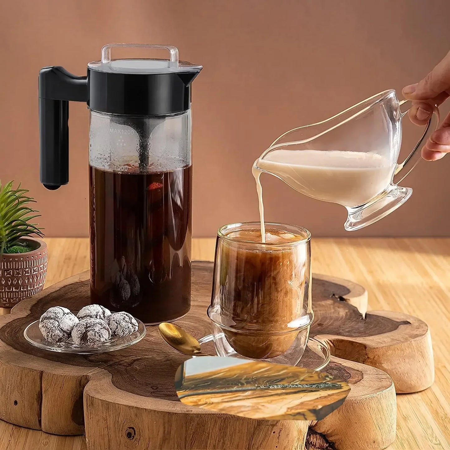 Cold Brew Iced Coffee Maker with Coffee Filter and Handle Home Office Kicten Water Kettle Cold Tea Kettle Clean and Hygienic