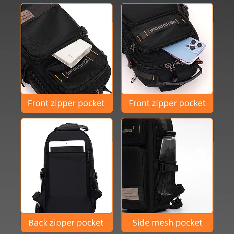 Men's Waist Bag Travel Casual Chest Bag Outdoor Hiking Climbing Backpack Multifunction Messenger Rig Pouch College Schoolbag