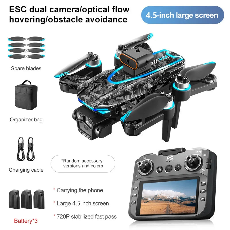 D13 Drone 4K HD with 4.5 Screen Remote & Brushless Motor, Obstacle Avoidance Optical Flow Foldable Quadcopter Aerial Photography