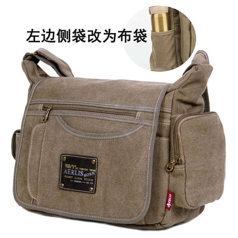 Men's Vintage Canvas Bag Men Casual Crossbody Bag For Men Messenger Bag Man Travel Shoulder Bags Bolsa Masculina High Quality