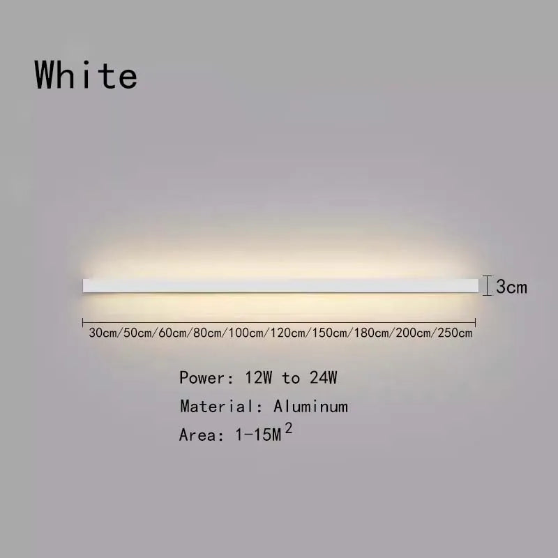 Modern minimalist bedroom, narrow and slender strip wall lamp at the head of the bed, background wall, room lighting decoration