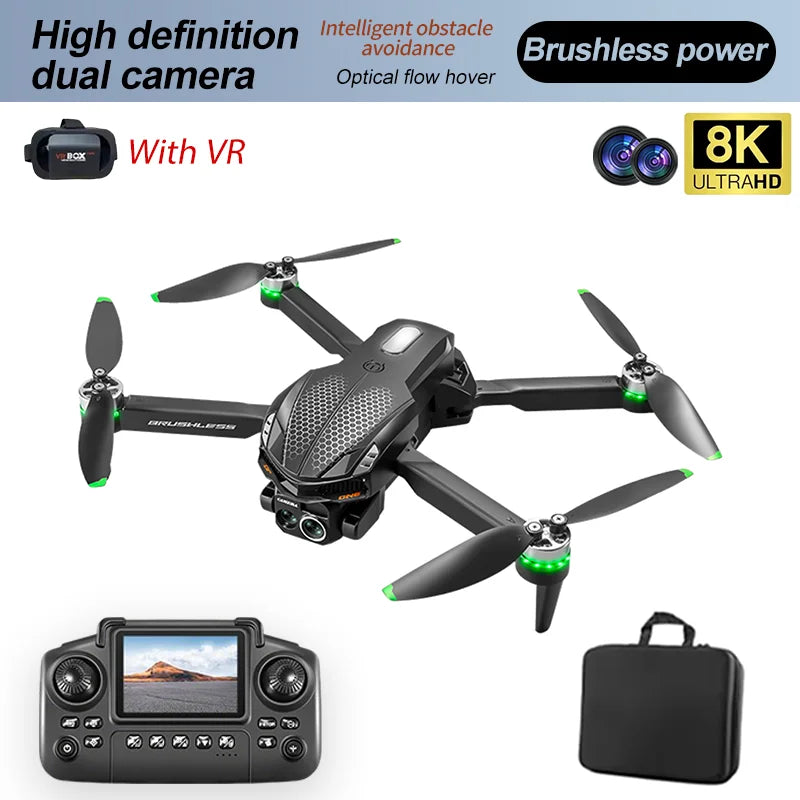 2025 S168 RC Drone 2.4inch Screen Brushless Motor 8K HD Dual Cameras Optical Flow Positioning Intelligent Avoidance Aircraft Toy