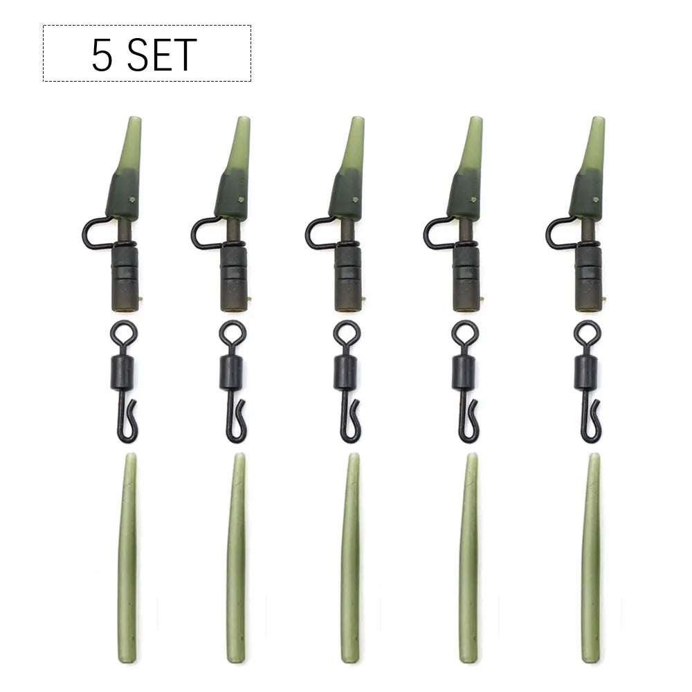 5 Set Helicopter Rig Fishing Accessories Method Feeder Hook Boilie Fishing Swivels Lead Clip Anti Sleeve For Fishing Tackle