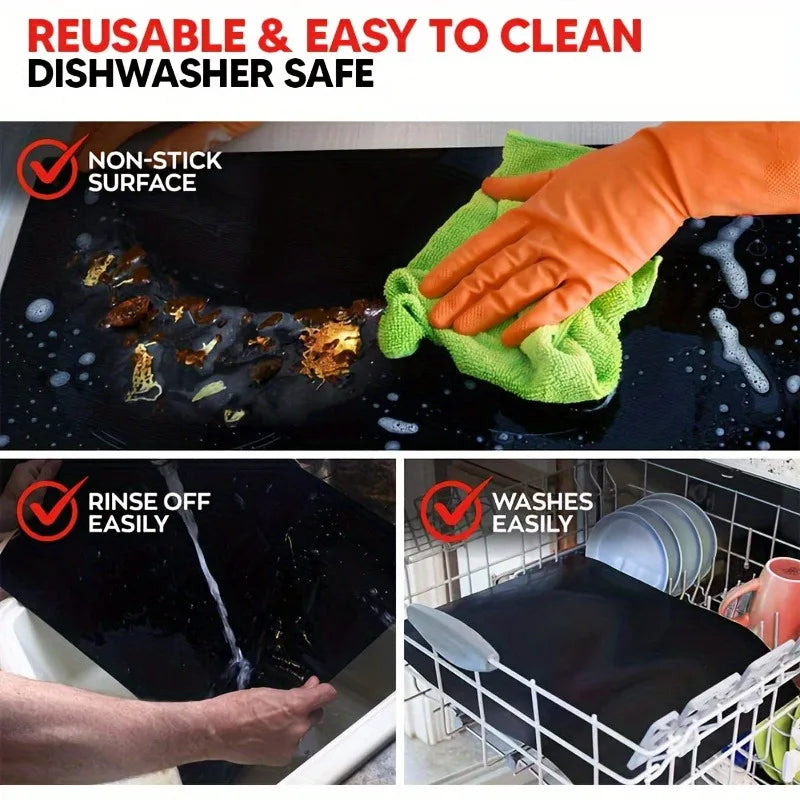 Oven Liners for Bottom Reusable Anti Dirt Protection Pad Heat Resistant Oven Microwave Lining Kitchen Tools For Barbecue Cooking