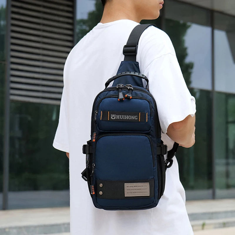 Men's Waist Bag Travel Casual Chest Bag Outdoor Hiking Climbing Backpack Multifunction Messenger Rig Pouch College Schoolbag