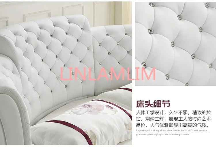 Smart bed frame camas bedroom кровать двуспальная lit beds سرير muebles de dormitorio мебель LED light round genuine leather