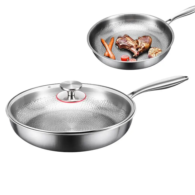 Frying Pan Egg Pan with Lid Nonstick Titanium Hammered Skillet Pot For Kitchen Camping Grilling Baking Commercial Cooking