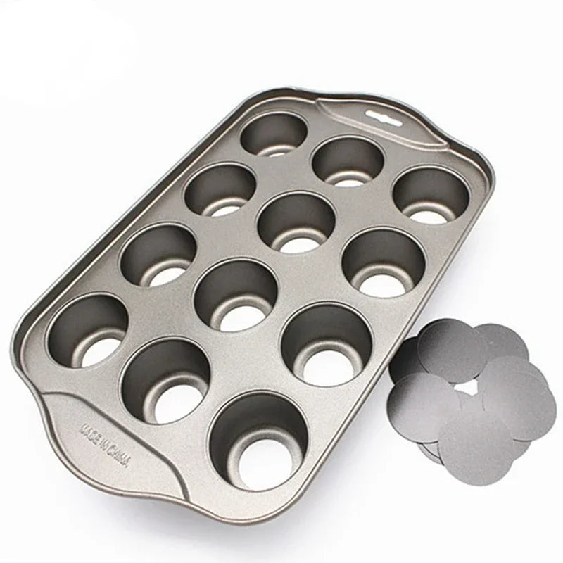Kitchen 12 Grid Mini Baking Cake Tray Cheesecake Cup Non-Stick Cupcake Cake Baking Pan Kitchen Tools